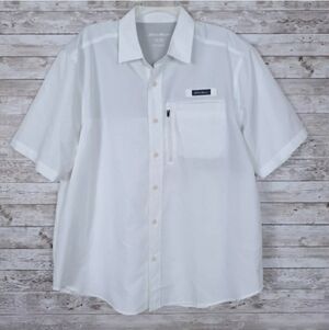 Eddie Bauer Fishing Shirt Mens XL Short Sleeve Mesh Lined Button Up White 951